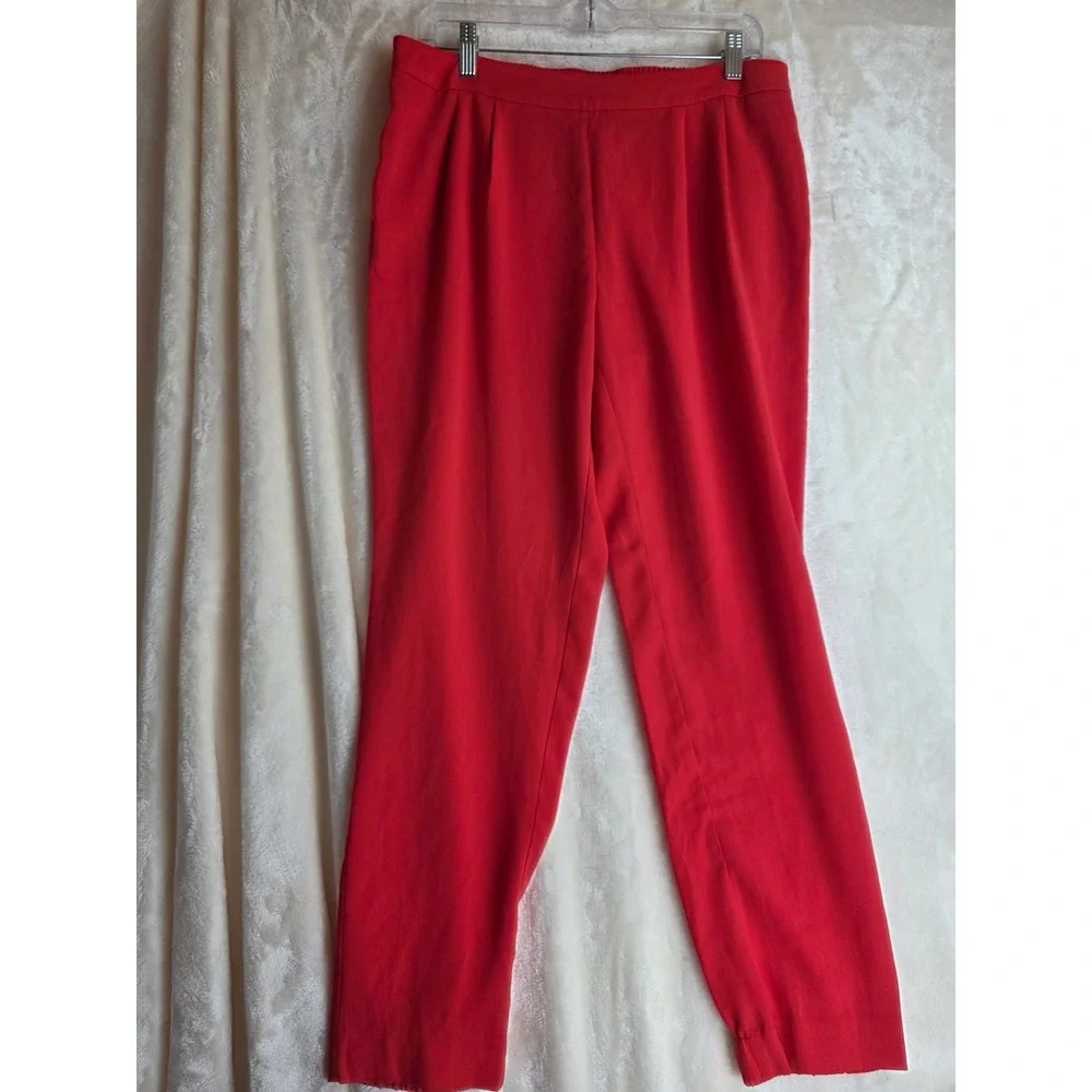 Nordstrom Halogen Red‎ Trousers Pants Pleated Waist Elastic Back.
